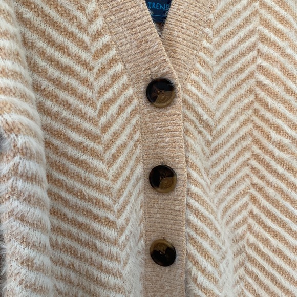 Select + Trend Cream & Peach Chevron Like Pattern Cardigan Sweater Size … - Picture 6 of 13